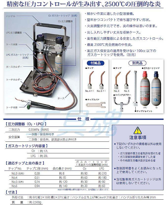 メーカー再生品 日本炭酸瓦斯 F11002 ミニトーチ NT−PRO用 LPG